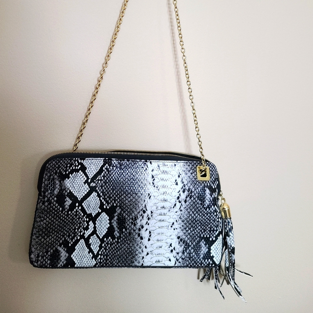 Neiman Marcus snake print clutch